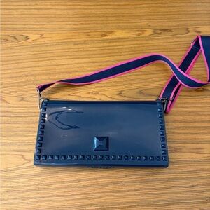 Carmen Sol Nora Flap Pochette clutch cross body bag Navy